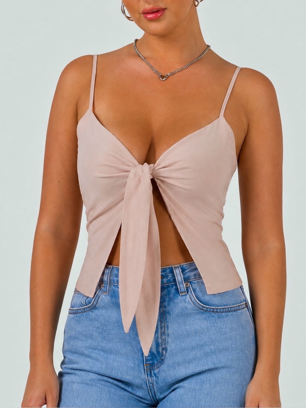 Princess Polly Dusty Pink Tie-Front Cami